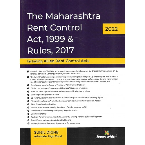 Snow White Publication's The Maharashtra Rent Control Act, 1999 & Rules, 2017 by Adv. Sunil Dighe